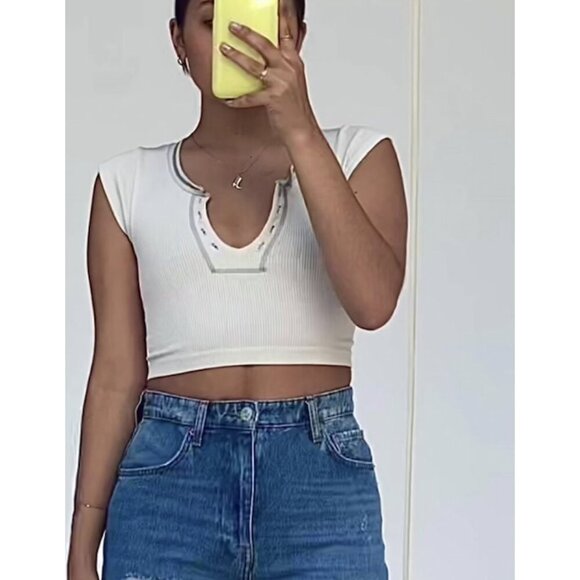 BDG Urban Outfitters Going for Gold Crop Top in Green Size X-Small/Small - Picture 3 of 9
